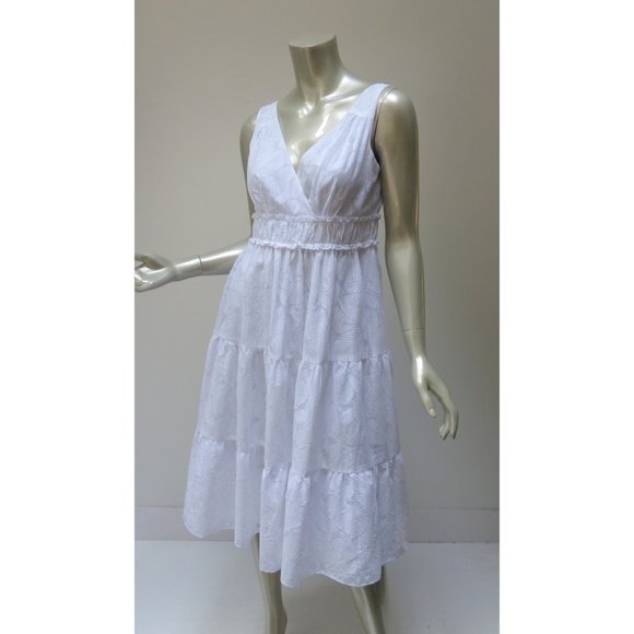 Liz Claiborne Dresses & Skirts - White Boho Sundress Empire Waist Layered Tiered 4
